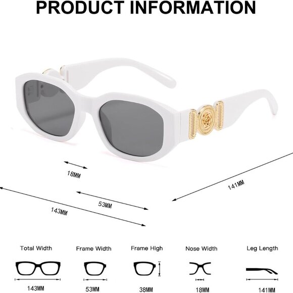 Rectangle Sunglasses Women Retro Driving Glasses 90s Vintage UV400 Protection - Picture 5 of 6